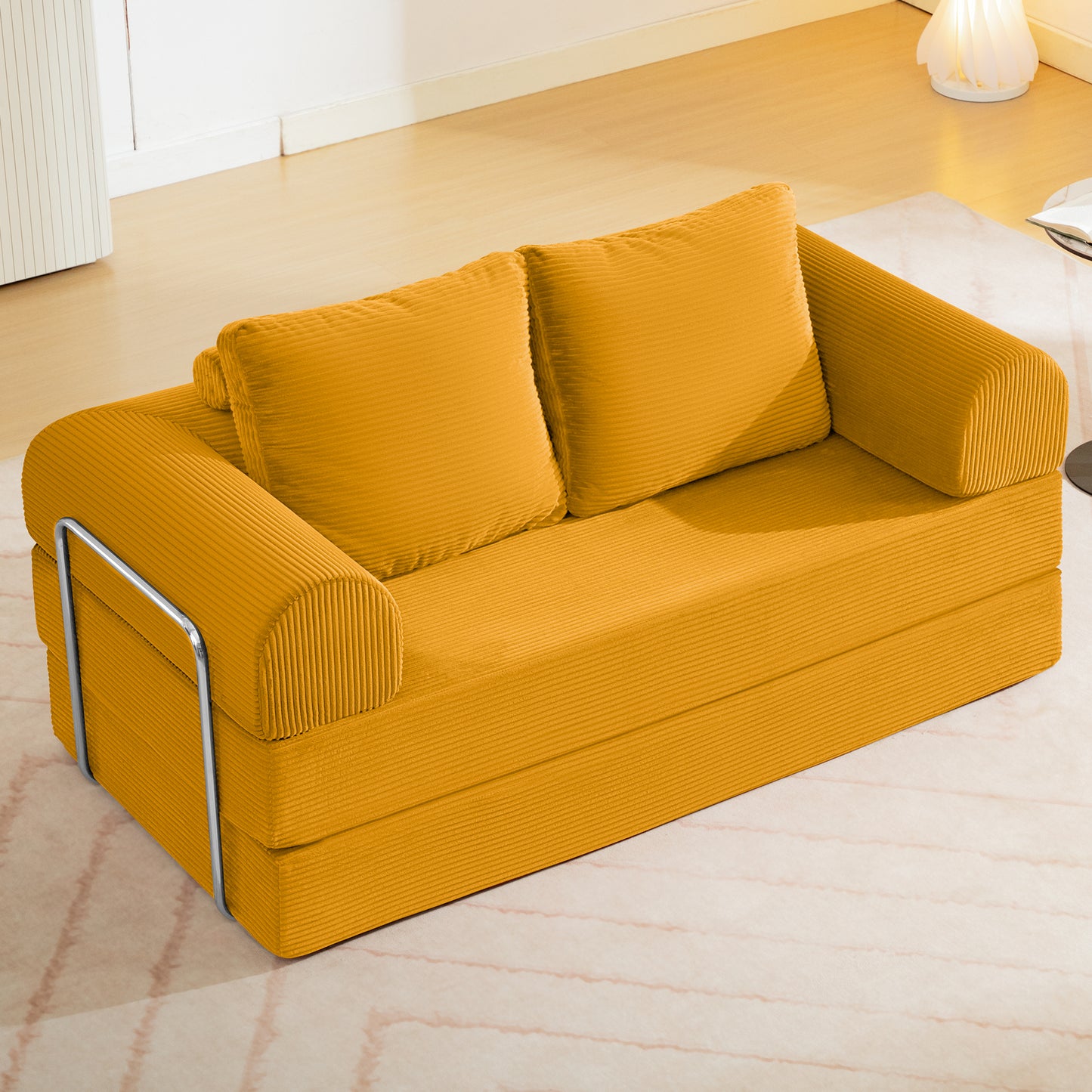 COOLHUT Combination Sofa, High Rebound Density Sponge Sofa Couch with Two Big Pillows, Six Forms Floor Sofa Couch Three Seats Sofa Bed for Living Room, Bedroom