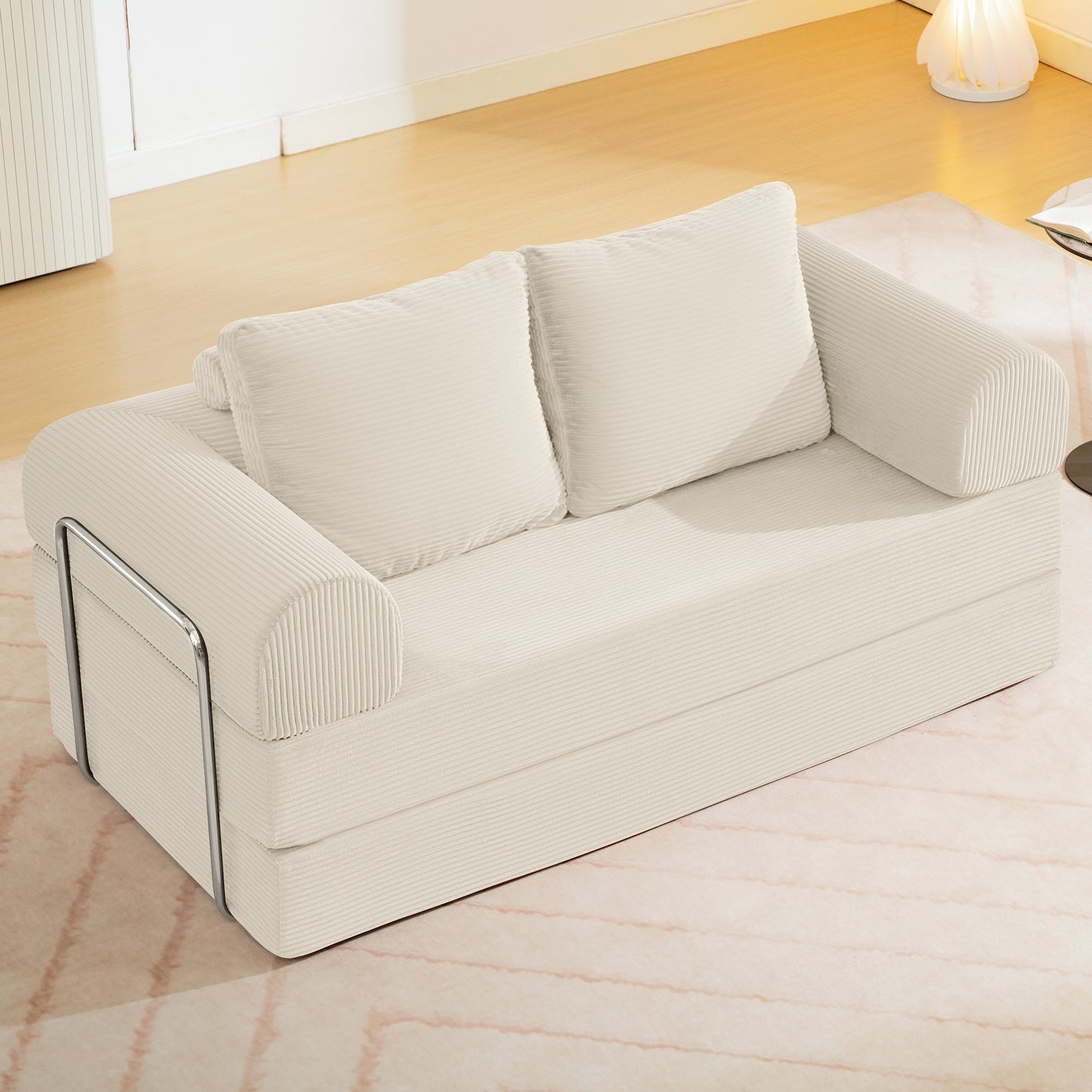COOLHUT Combination Sofa, High Rebound Density Sponge Sofa Couch with Two Big Pillows, Six Forms Floor Sofa Couch Three Seats Sofa Bed for Living Room, Bedroom