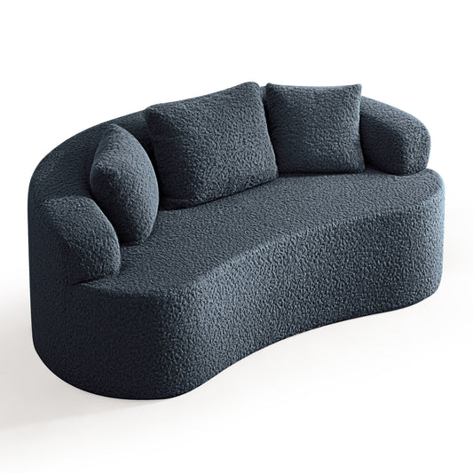 COOLHUT 65" Sofa, High Density Sponges Sofa Couch for Living Room, Modern Comfy Floor Sofa with Teddy Fabric, Couch for Small Space, Bedroom, Apartment, Home Office