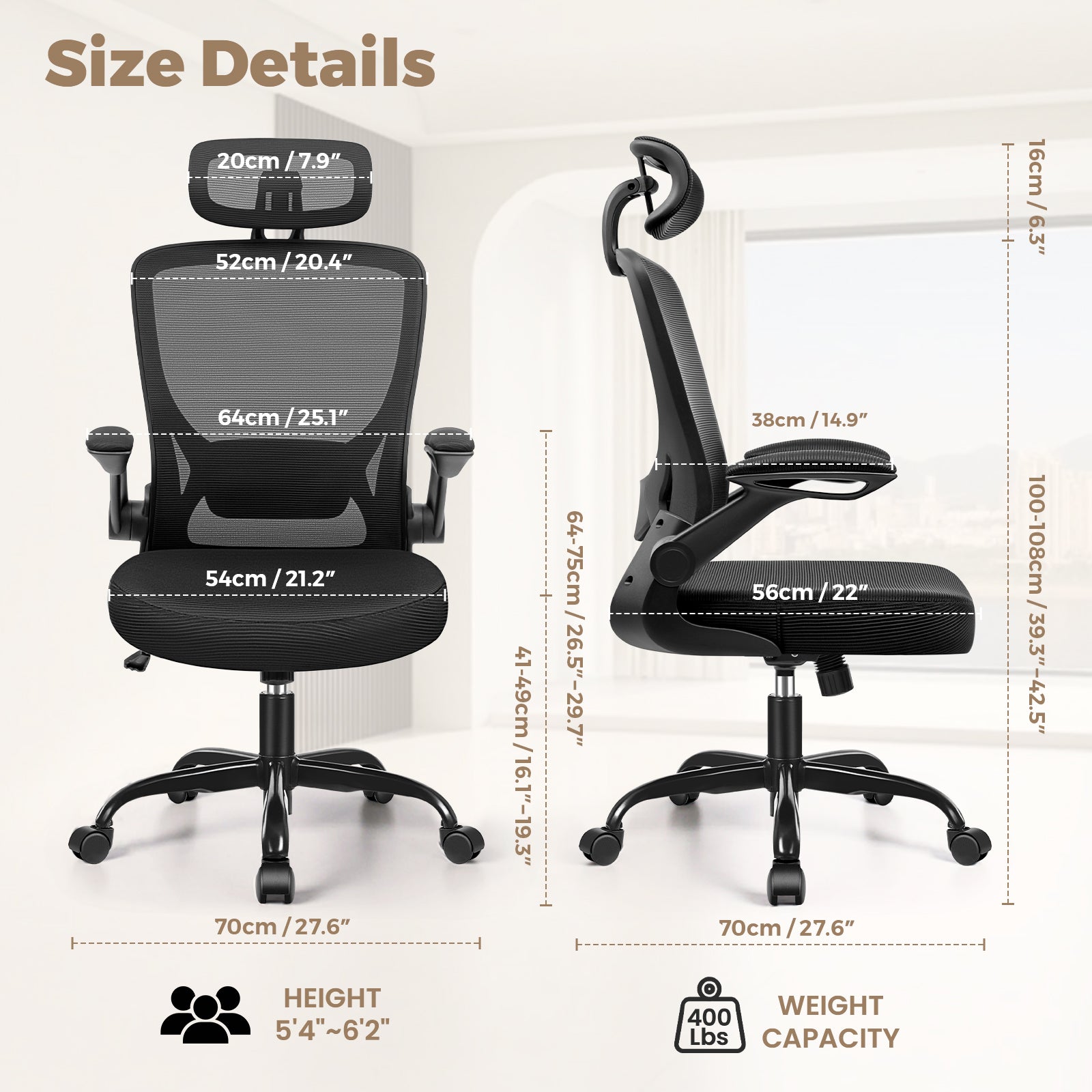 COOLHUT 5-point Support Ergonomic Office Chair 9060