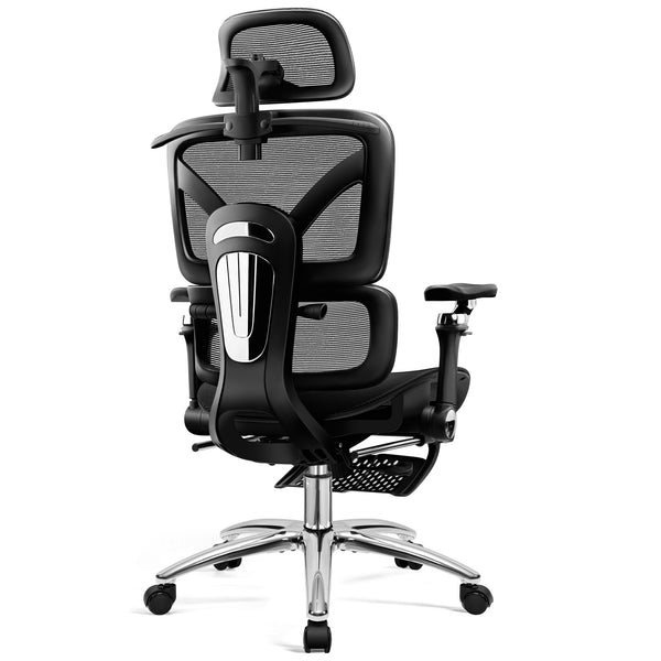 COOLHUT Ergonomic Mesh Office Chair with Footrest, Big and Tall Computer Desk Chair with Adjustable Lumbar Support, Headrest and Armrest, High Back Home Office Chair for Workspace
