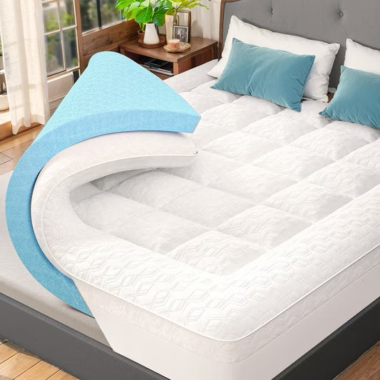 4-Inch Dual Layer Gel Memory Foam Mattress with Removable Cover, Mattress Pad for Cooling Comfort