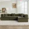 COOLHUT 106.3" W Combination Sofa, High Rebound Density Sponge Sofa Couch, Modular Sectional Sofa L-Shape Corduroy Couch with Chaise, Big Comfy Sleeper Floor Sofa for Living Room