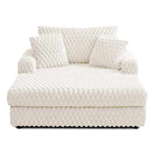 AZMFUN Oversized Chaise Lounge Chair Indoor,Modern Deep Seat Sofa,53"W Upholstered Corduroy Sofa with 3 Pillows