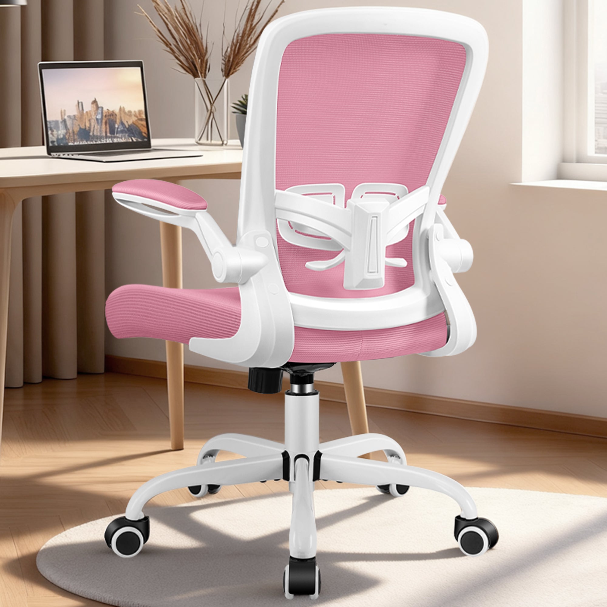 COOLHUT Ergonomic Office Chair, 350LBS Task Chair, Comfort Desk Chair with Adjustable Lumbar Support and Flip up Arms