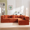 COOLHUT 106.3" W Combination Sofa, High Rebound Density Sponge Sofa Couch, Modular Sectional Sofa L-Shape Corduroy Couch with Chaise, Big Comfy Sleeper Floor Sofa for Living Room
