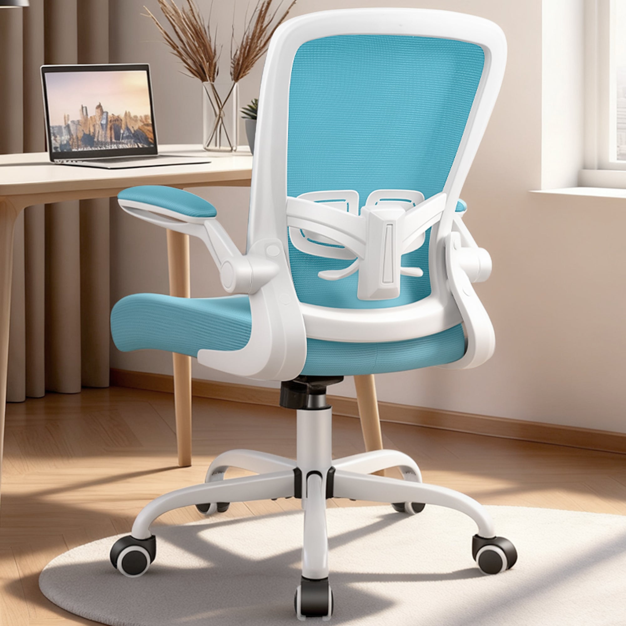 COOLHUT Ergonomic Office Chair, 350LBS Task Chair, Comfort Desk Chair with Adjustable Lumbar Support and Flip up Arms