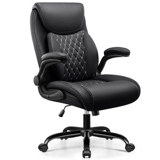 COOLHUT Big and Tall Office Chair 500LBS Wide Seat Ergonomic Computer Desk Chair, High Back Executive PU Leather Chair, Adjustable Armrest and Lumbar Back Support Office Chair