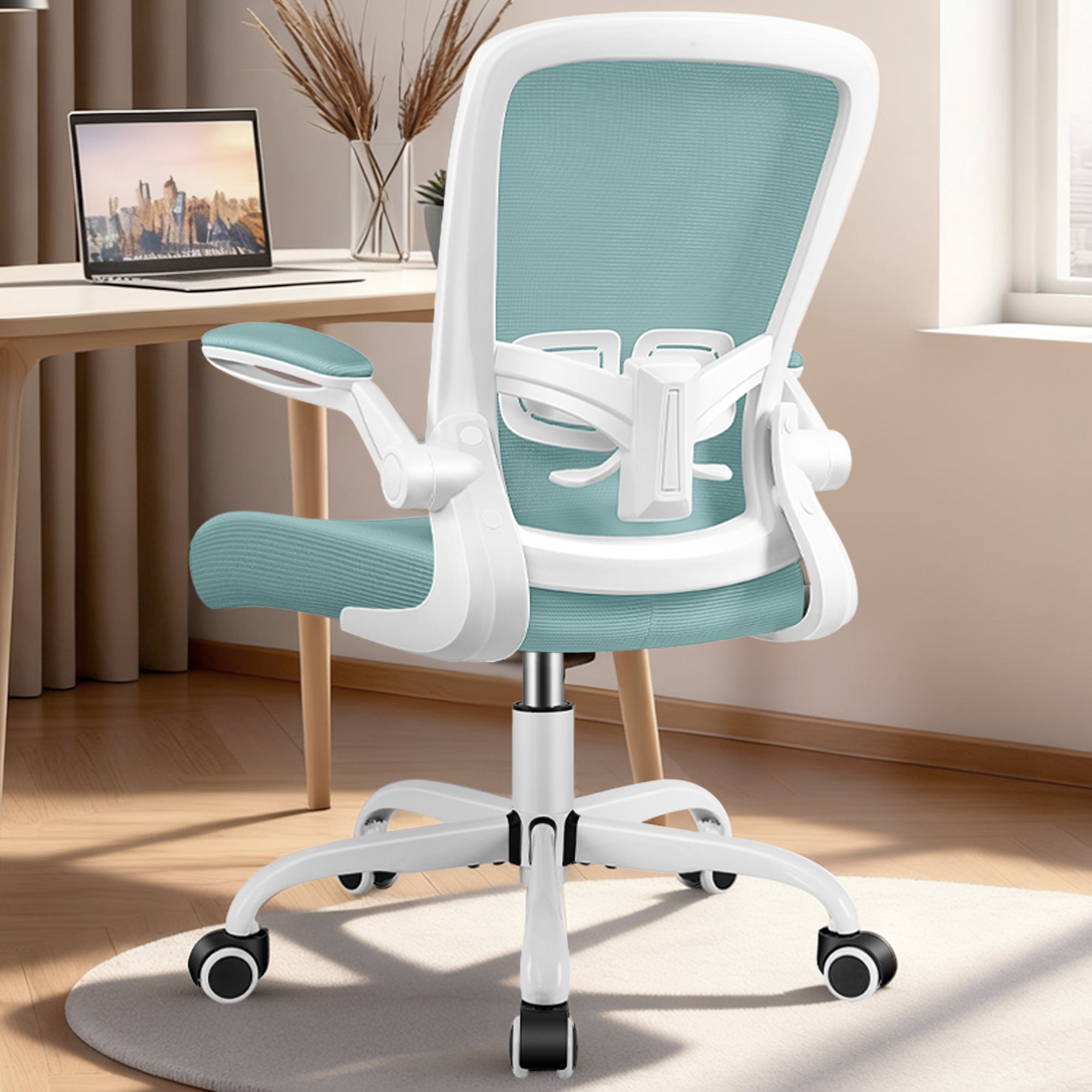 COOLHUT Ergonomic Office Chair, 350LBS Task Chair, Comfort Desk Chair with Adjustable Lumbar Support and Flip up Arms