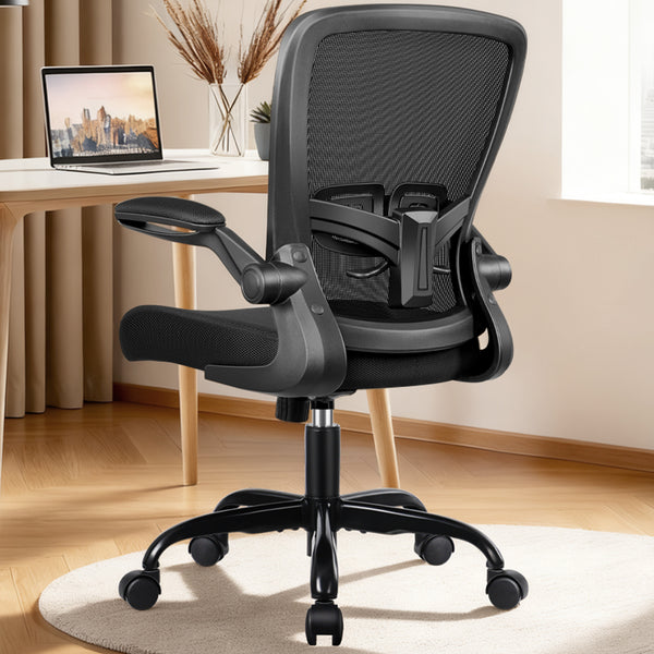 COOLHUT Ergonomic Office Chair, 350LBS Task Chair, Comfort Desk Chair with Adjustable Lumbar Support and Flip up Arms