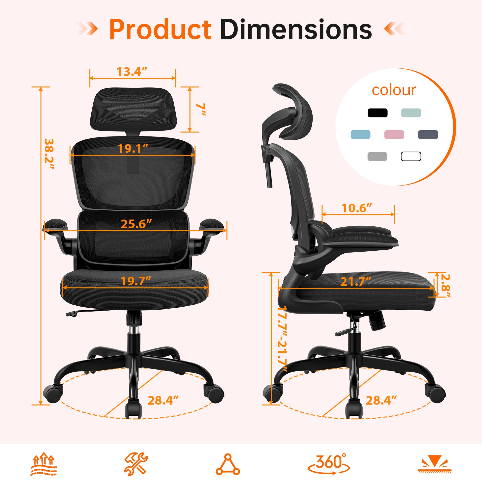COOLHUT Independent Support Ergonomic Office Chair 2202