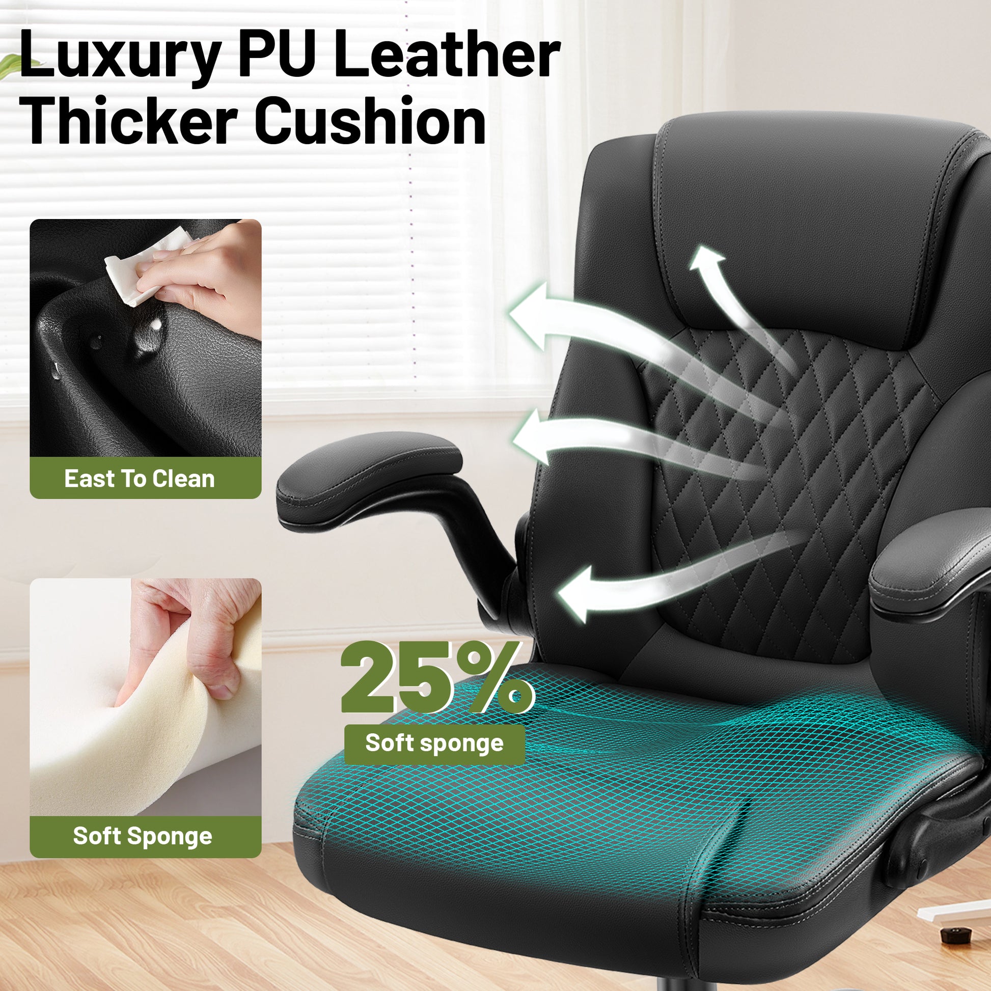 Executive Office Chair with Adjustable Armrests and Ergonomic Design 245