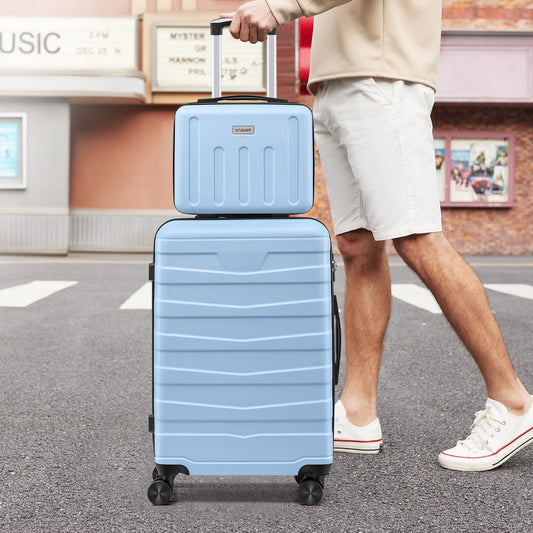 AZMFUN Carry On Luggage, Lightweight ABS+PC Hard Case Suitcase With 360° Rotating Silent Wheel