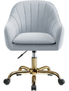 COOLHUT Office Desk Chair with Padded, Velvet Vanity Chair with Back and Wheels, Comfy Home Office Chiar with Gold Legs, Height Adjustable, Rolling Chair for Vanity Room, Makeup Room, Bedroom