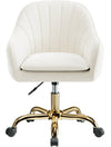 COOLHUT Office Desk Chair with Padded, Velvet Vanity Chair with Back and Wheels, Comfy Home Office Chiar with Gold Legs, Height Adjustable, Rolling Chair for Vanity Room, Makeup Room, Bedroom