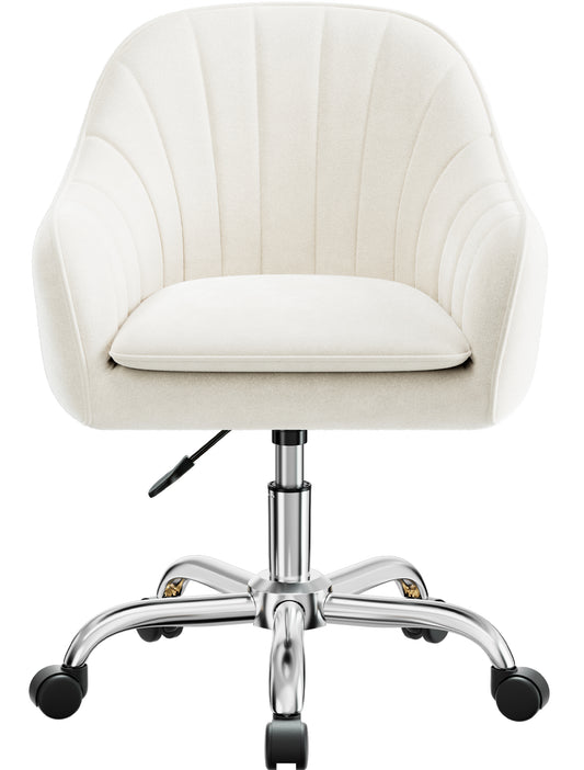COOLHUT Office Desk Chair with Padded, Velvet Vanity Chair with Back and Wheels, Comfy Home Office Chiar with Gold Legs, Height Adjustable, Rolling Chair for Vanity Room, Makeup Room, Bedroom