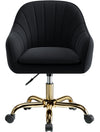 COOLHUT Office Desk Chair with Padded, Velvet Vanity Chair with Back and Wheels, Comfy Home Office Chiar with Gold Legs, Height Adjustable, Rolling Chair for Vanity Room, Makeup Room, Bedroom