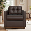 COOLHUT Swivel Accent Chair for Living Room, Modern Faux Leather Armchair with Throw Pillow, Square Upholstered Swivel Armchair