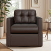 COOLHUT Swivel Accent Chair for Living Room, Modern Faux Leather Armchair with Throw Pillow, Square Upholstered Swivel Armchair