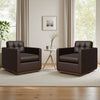 COOLHUT Swivel Accent Chair for Living Room, Modern Faux Leather Armchair with Throw Pillow, Square Upholstered Swivel Armchair