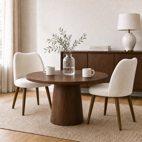 COOLHUT Dining Chair Set of 2, Upholstered Wooden Dining Chairs with Curved Back, Farmhouse Dining Room Chair