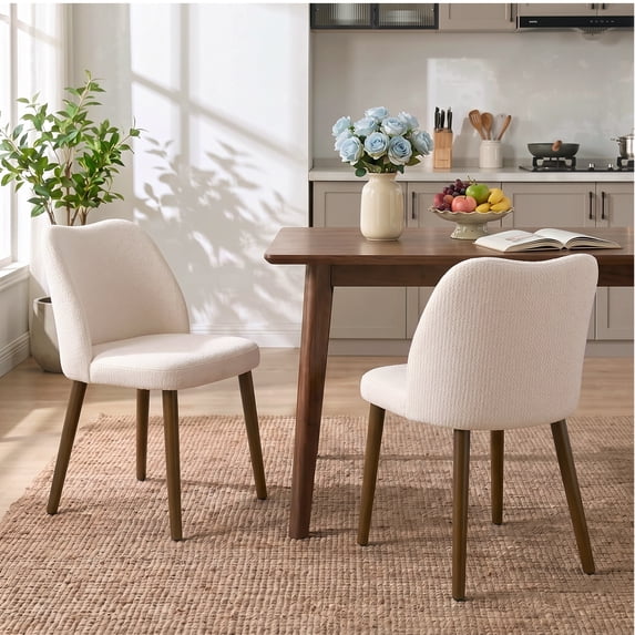 COOLHUT Upholstered Dining Chairs Set of 2, Linen Fabric Dining Side Chairs with Solid Wood Legs, Farmhouse Dining Room Chairs for Dining Room, Living Room, Cafe & Kitchen