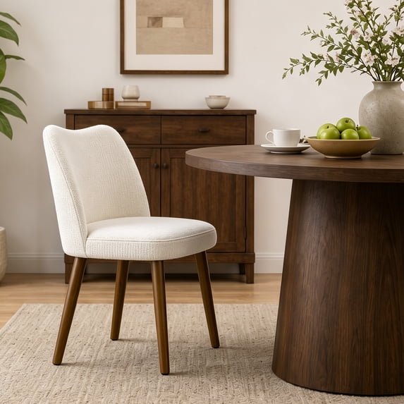 COOLHUT Dining Chair Set of 2, Upholstered Wooden Dining Chairs with Curved Back, Farmhouse Dining Room Chair