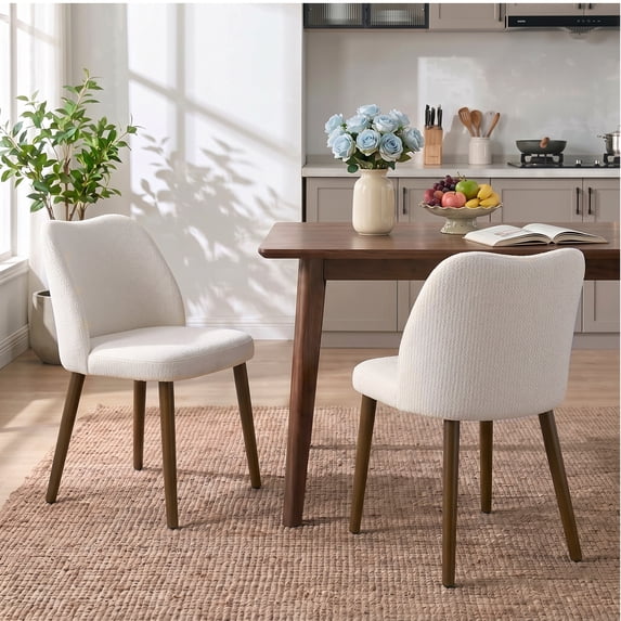 COOLHUT Upholstered Dining Chairs Set of 2, Linen Fabric Dining Side Chairs with Solid Wood Legs, Farmhouse Dining Room Chairs for Dining Room, Living Room, Cafe & Kitchen