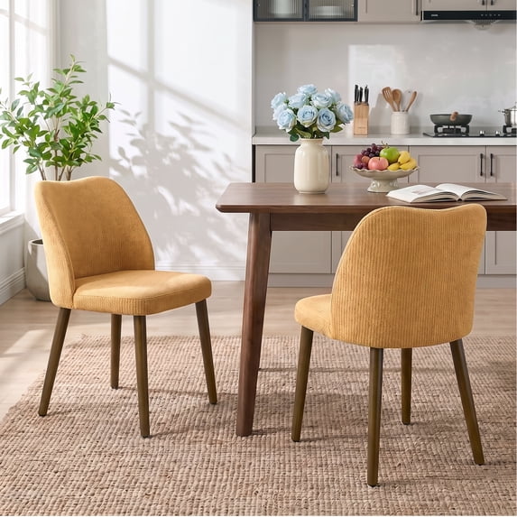 COOLHUT Upholstered Dining Chairs Set of 2, Linen Fabric Dining Side Chairs with Solid Wood Legs, Farmhouse Dining Room Chairs for Dining Room, Living Room, Cafe & Kitchen