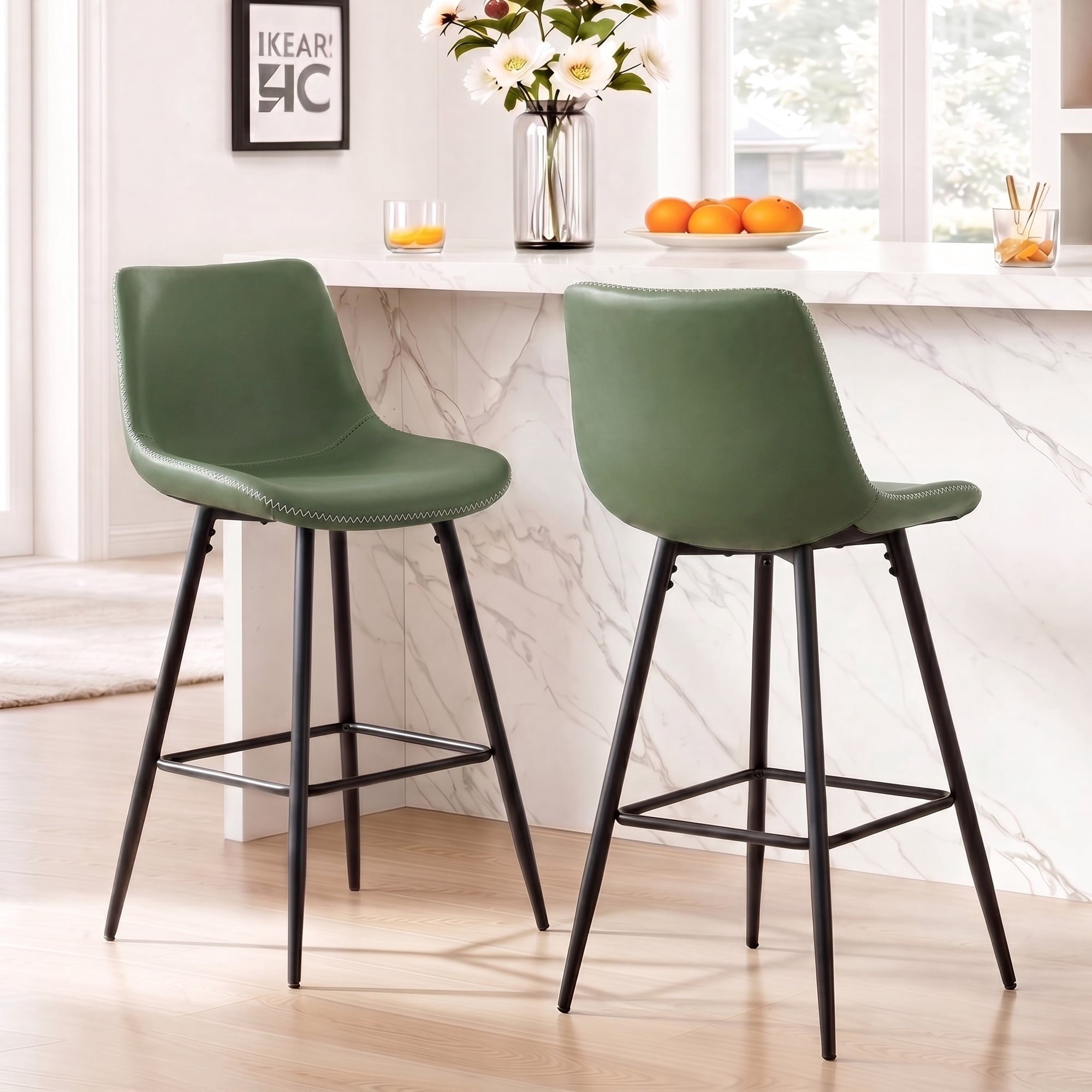 COOLHUT 24 Inch Dining Chairs Set of 2, Modern Kitchen & Dining Room Chairs, Upholstered Faux Leather Dining Chair, Armless Dinner Side Chairs with Sturdy Metal Legs