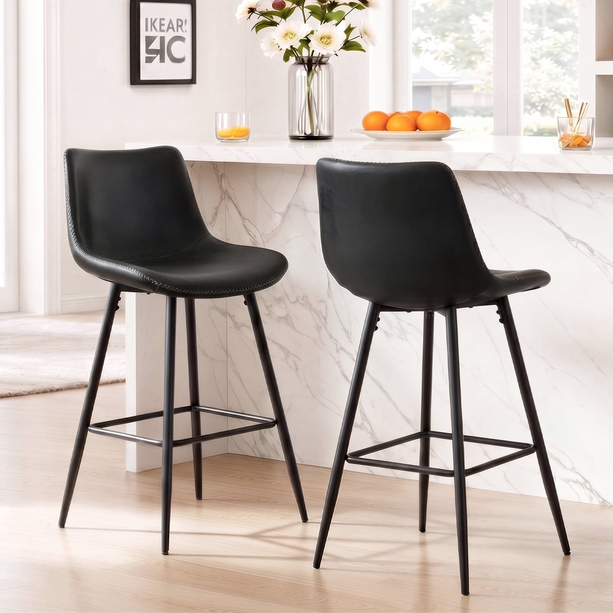 COOLHUT 24 Inch Dining Chairs Set of 2, Modern Kitchen & Dining Room Chairs, Upholstered Faux Leather Dining Chair, Armless Dinner Side Chairs with Sturdy Metal Legs