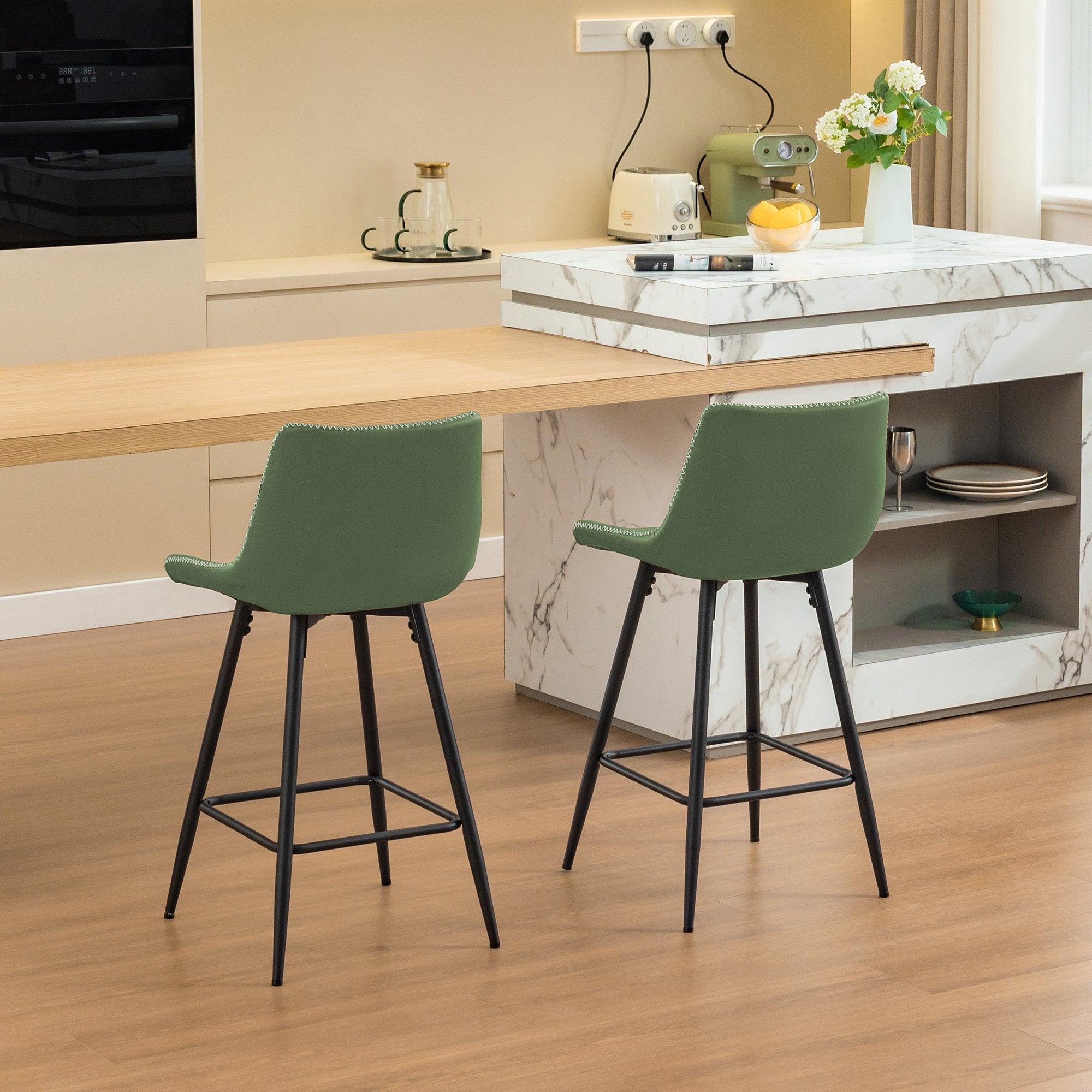 COOLHUT 24 Inch Dining Chairs Set of 2, Modern Kitchen & Dining Room Chairs, Upholstered Faux Leather Dining Chair, Armless Dinner Side Chairs with Sturdy Metal Legs