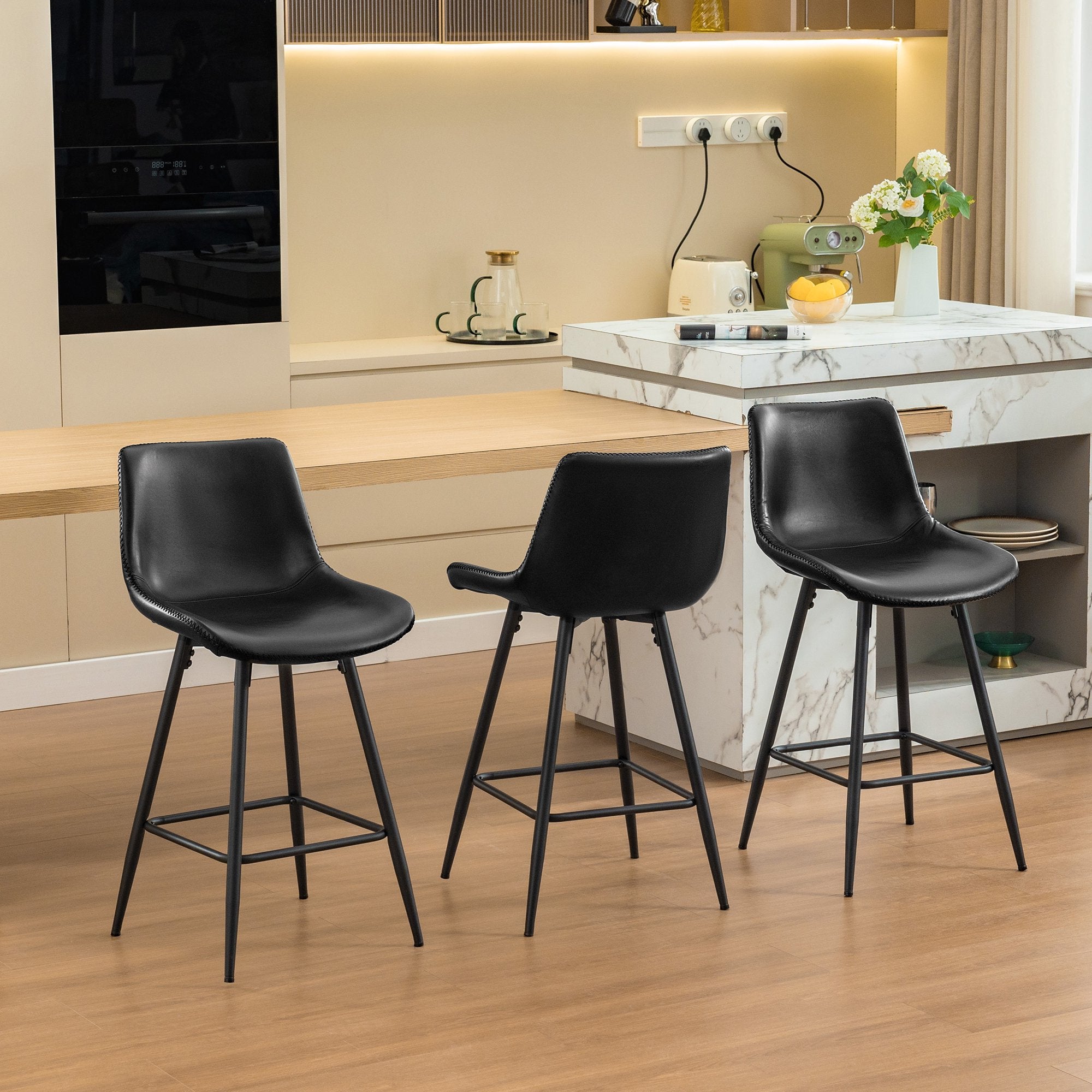 COOLHUT 24 Inch Dining Chairs Set of 2, Modern Kitchen & Dining Room Chairs, Upholstered Faux Leather Dining Chair, Armless Dinner Side Chairs with Sturdy Metal Legs