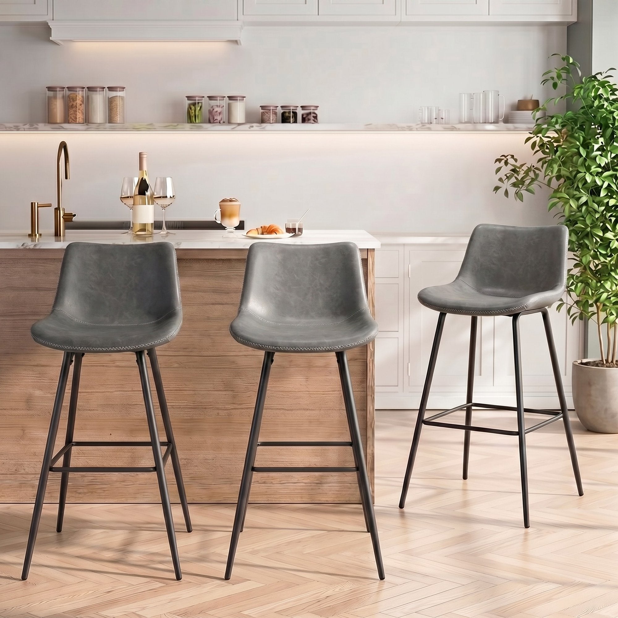 COOLHUT 24 Inch Dining Chairs Set of 2, Modern Kitchen & Dining Room Chairs, Upholstered Faux Leather Dining Chair, Armless Dinner Side Chairs with Sturdy Metal Legs