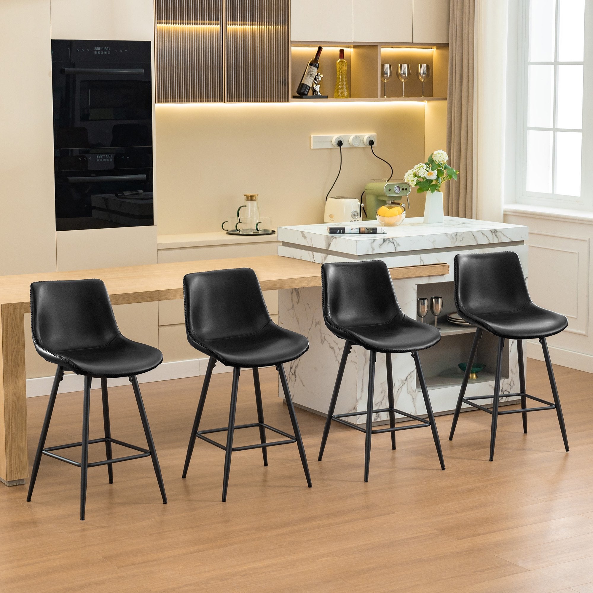 COOLHUT 24 Inch Dining Chairs Set of 2, Modern Kitchen & Dining Room Chairs, Upholstered Faux Leather Dining Chair, Armless Dinner Side Chairs with Sturdy Metal Legs