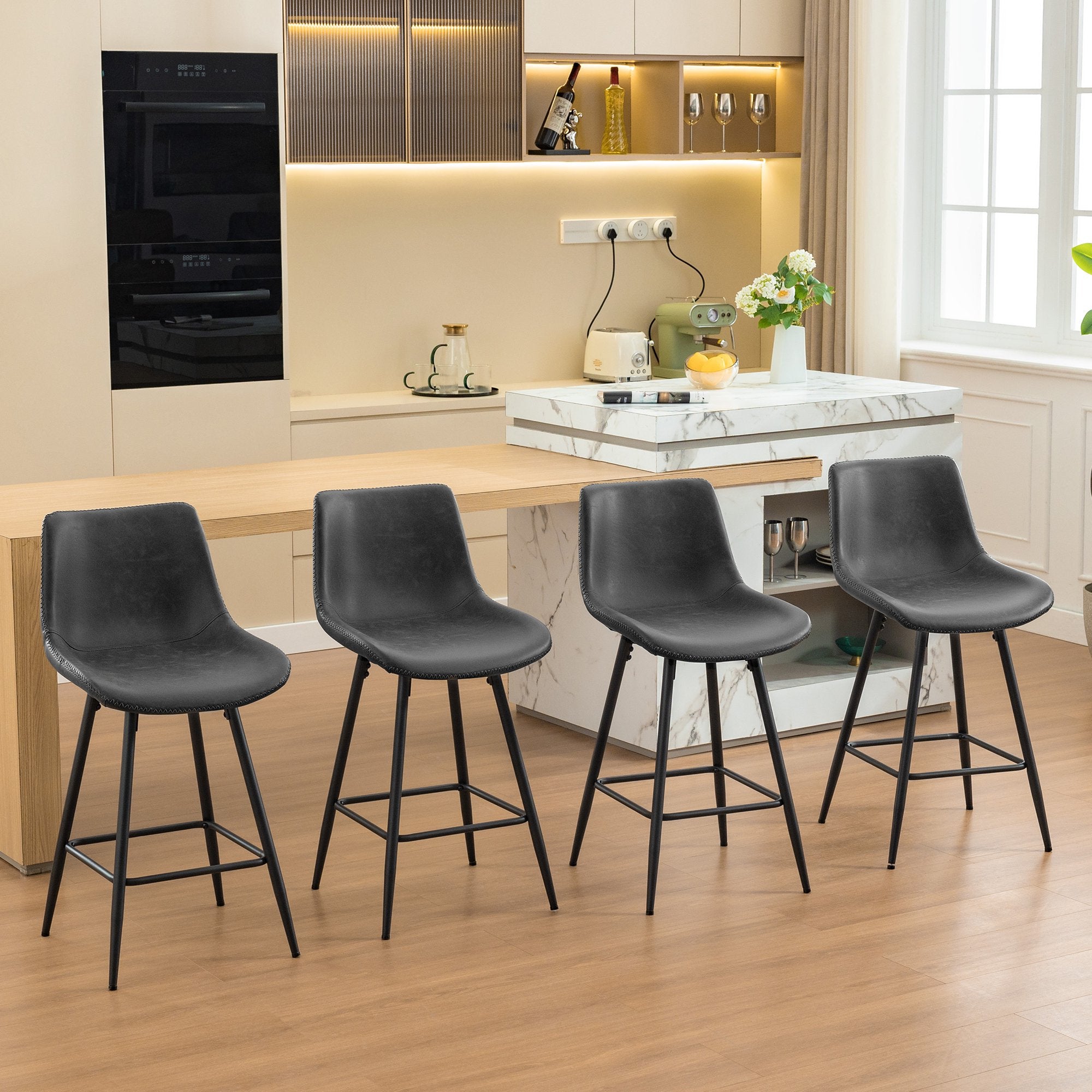 COOLHUT 24 Inch Dining Chairs Set of 2, Modern Kitchen & Dining Room Chairs, Upholstered Faux Leather Dining Chair, Armless Dinner Side Chairs with Sturdy Metal Legs