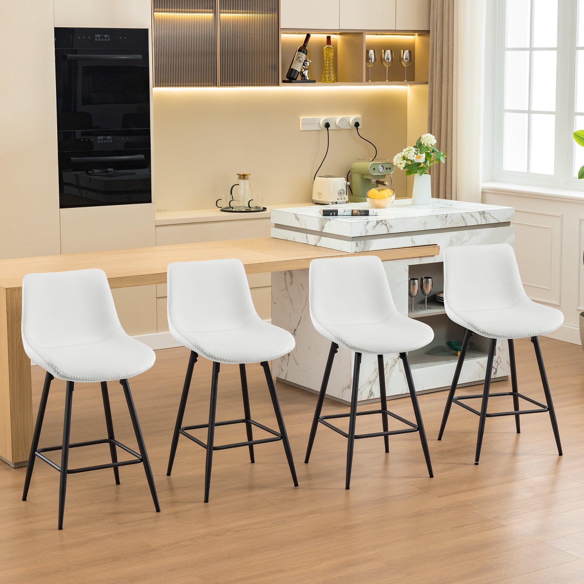 COOLHUT 24 Inch Dining Chairs Set of 2, Modern Kitchen & Dining Room Chairs, Upholstered Faux Leather Dining Chair, Armless Dinner Side Chairs with Sturdy Metal Legs