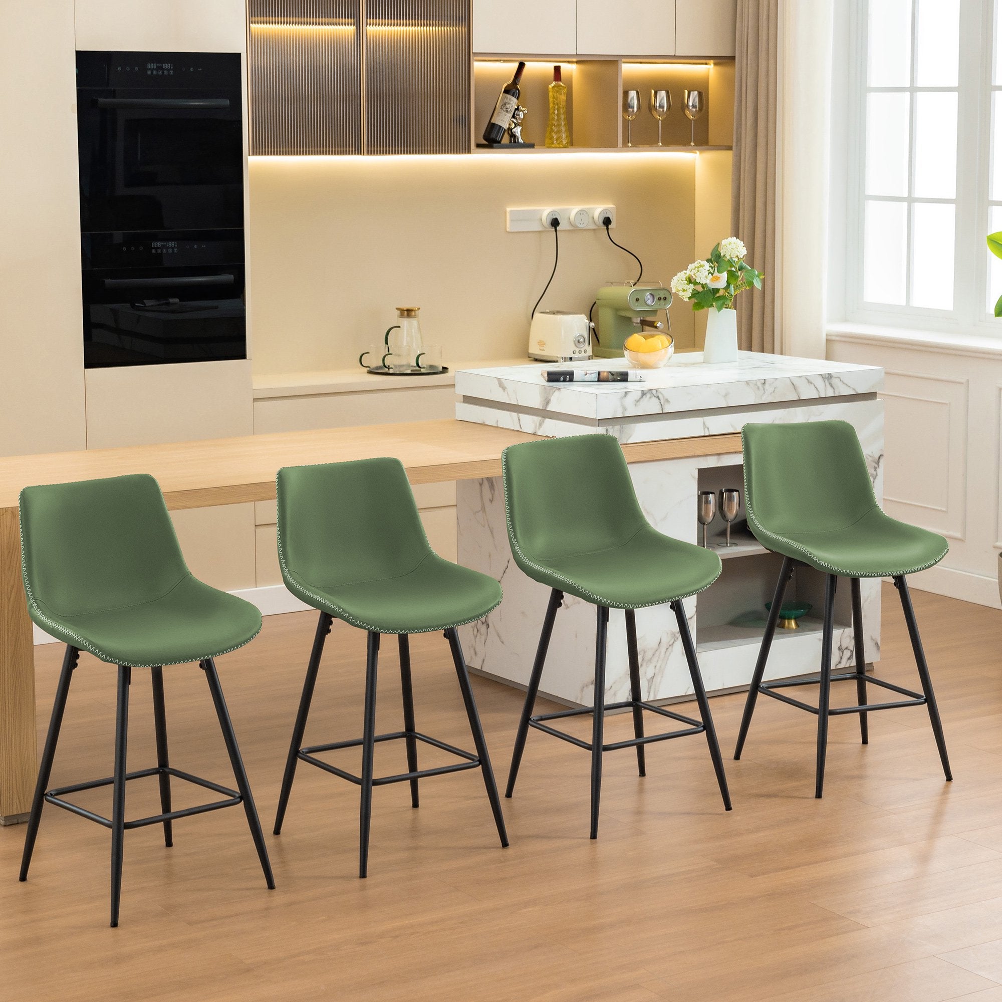 COOLHUT 24 Inch Dining Chairs Set of 2, Modern Kitchen & Dining Room Chairs, Upholstered Faux Leather Dining Chair, Armless Dinner Side Chairs with Sturdy Metal Legs
