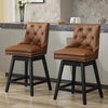 COOLHUT 26" Swivel Counter Height Bar Stools with Backs, Upholstered Bar Stools, Faux Leather Bar Chairs with Footrest for Kitchen Island