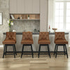 COOLHUT 26" Swivel Counter Height Bar Stools with Backs, Upholstered Bar Stools, Faux Leather Bar Chairs with Footrest for Kitchen Island