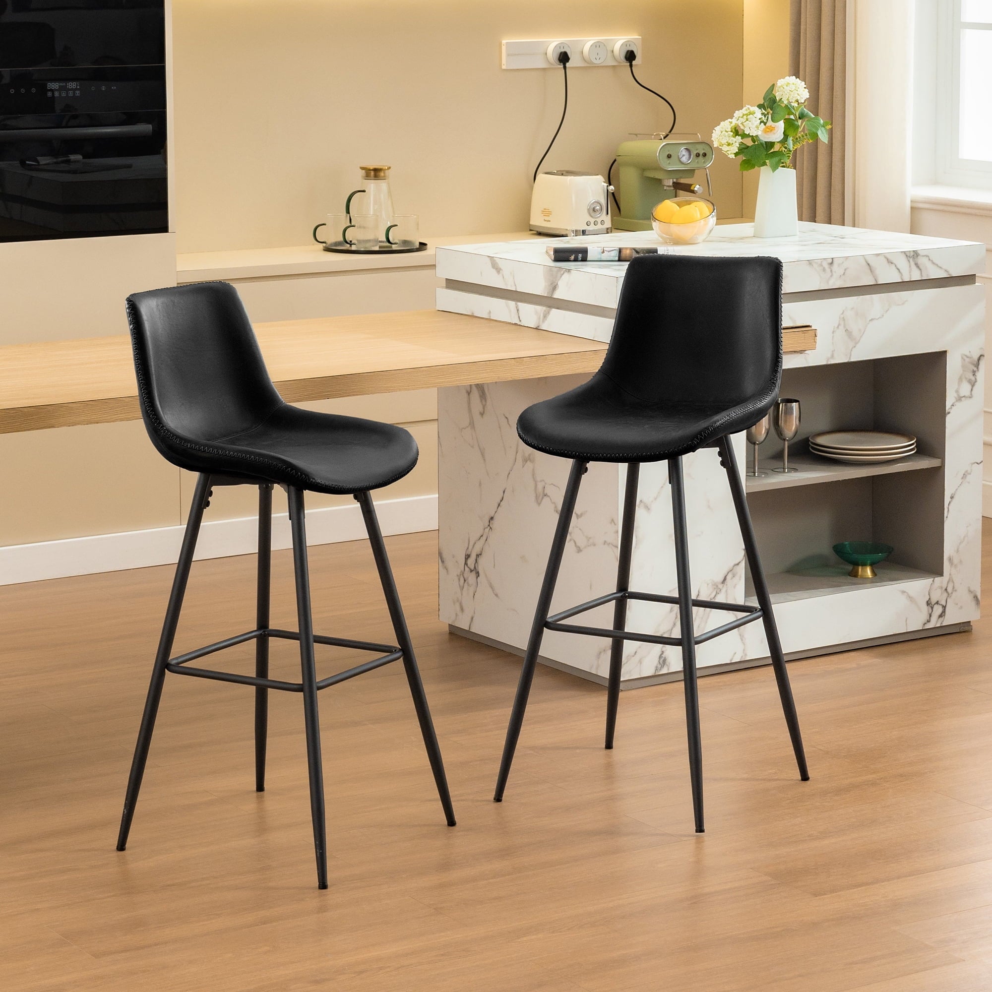 COOLHUT 28 Inch Dining Chairs Set of 2, Modern Kitchen & Dining Room Chairs, Upholstered Faux Leather Dining Chair, Armless Dinner Side Chairs with Sturdy Metal Legs