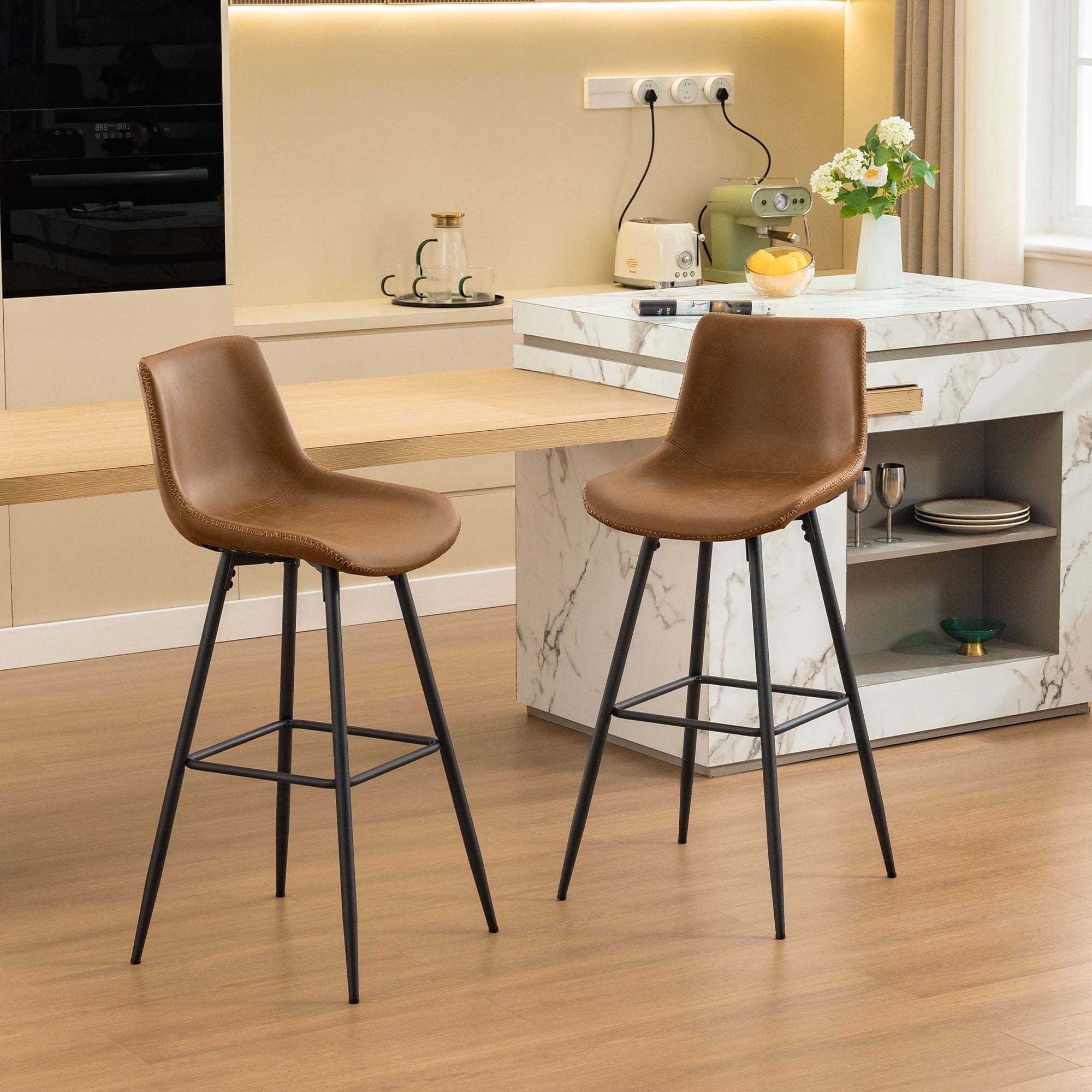 COOLHUT 28 Inch Dining Chairs Set of 2, Modern Kitchen & Dining Room Chairs, Upholstered Faux Leather Dining Chair, Armless Dinner Side Chairs with Sturdy Metal Legs