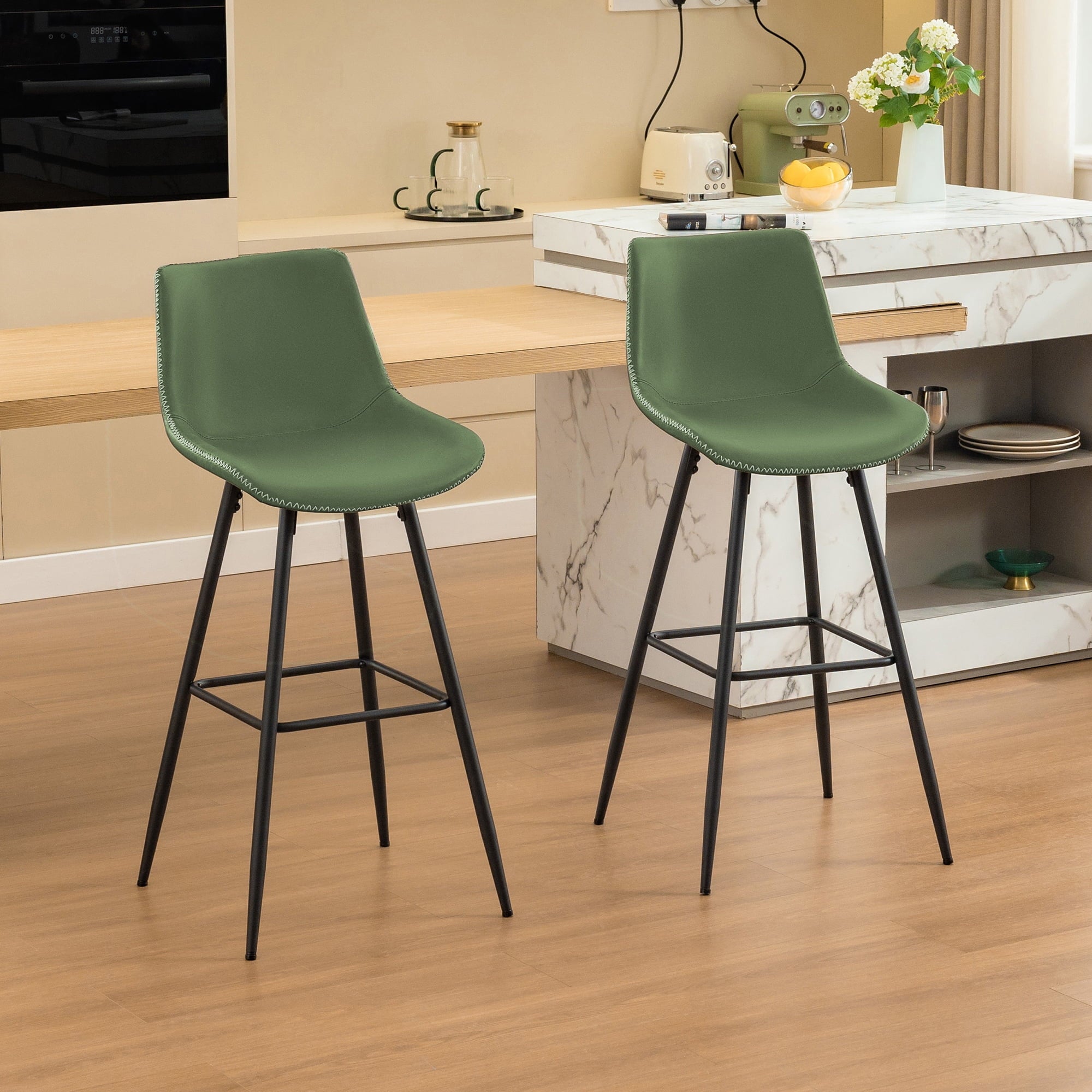 COOLHUT 28 Inch Dining Chairs Set of 2, Modern Kitchen & Dining Room Chairs, Upholstered Faux Leather Dining Chair, Armless Dinner Side Chairs with Sturdy Metal Legs