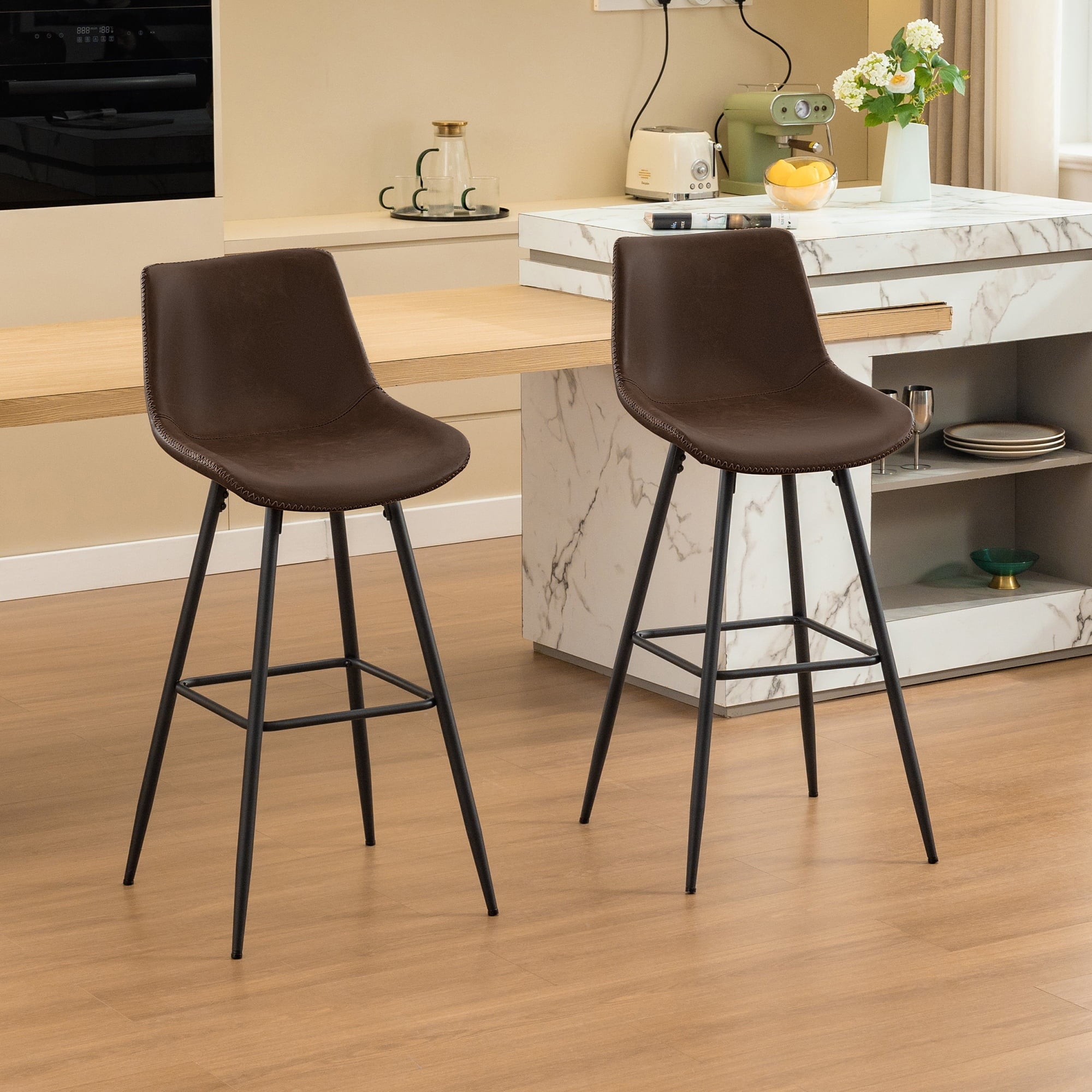 COOLHUT 28 Inch Dining Chairs Set of 2, Modern Kitchen & Dining Room Chairs, Upholstered Faux Leather Dining Chair, Armless Dinner Side Chairs with Sturdy Metal Legs