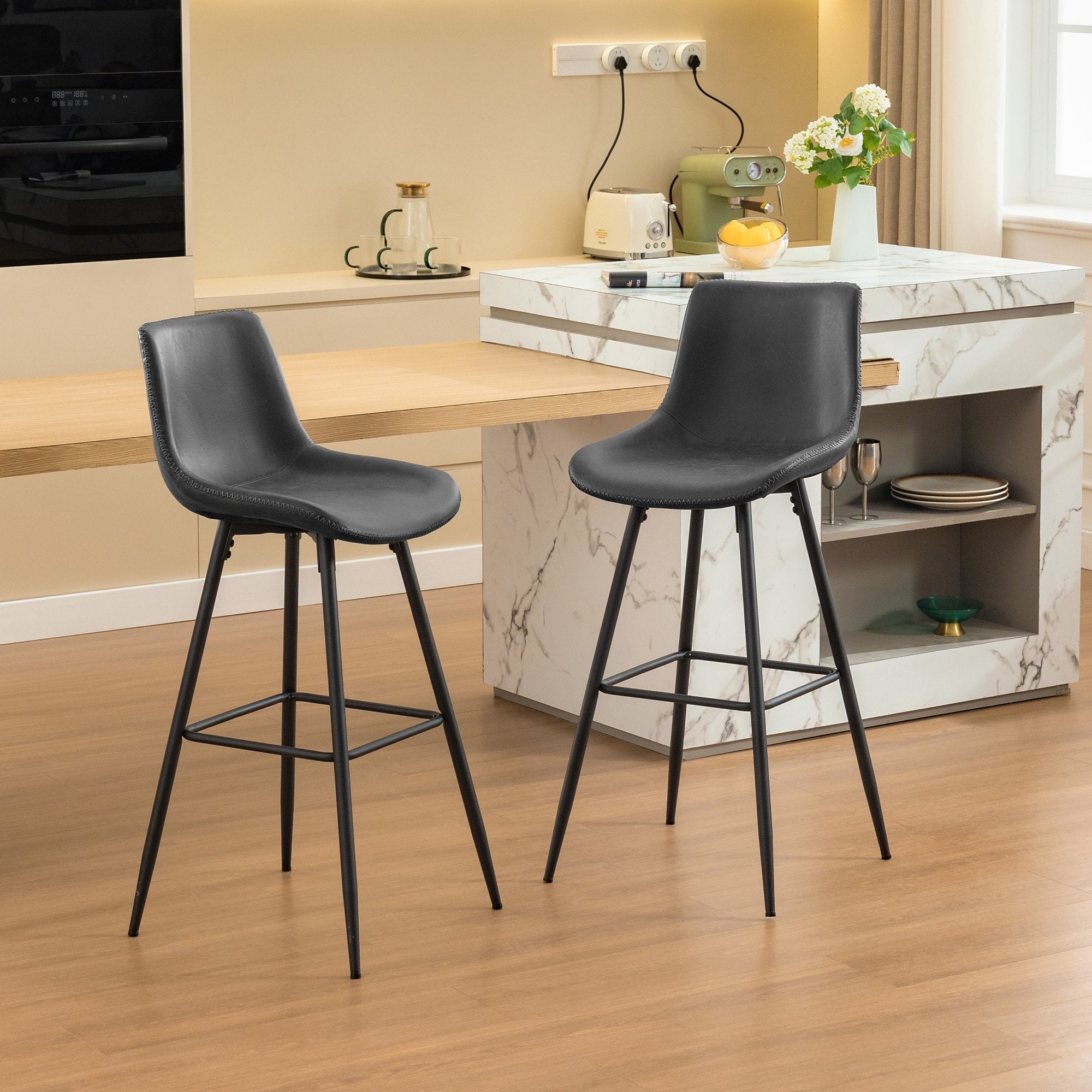 COOLHUT 28 Inch Dining Chairs Set of 2, Modern Kitchen & Dining Room Chairs, Upholstered Faux Leather Dining Chair, Armless Dinner Side Chairs with Sturdy Metal Legs