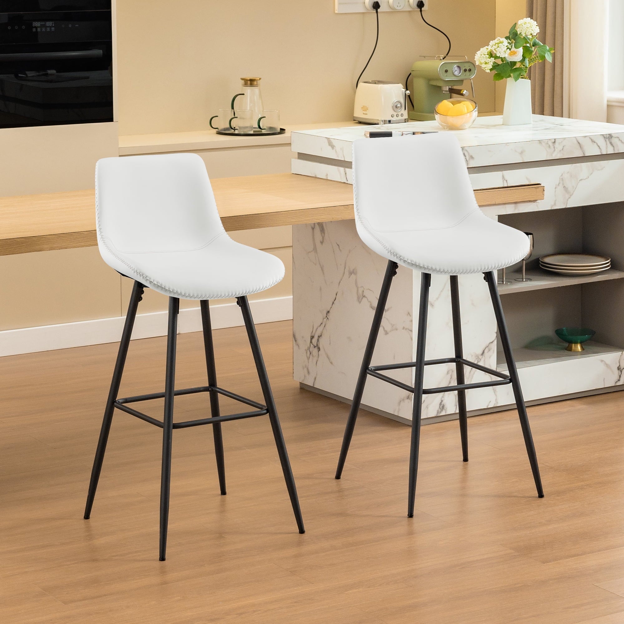 COOLHUT 28 Inch Dining Chairs Set of 2, Modern Kitchen & Dining Room Chairs, Upholstered Faux Leather Dining Chair, Armless Dinner Side Chairs with Sturdy Metal Legs