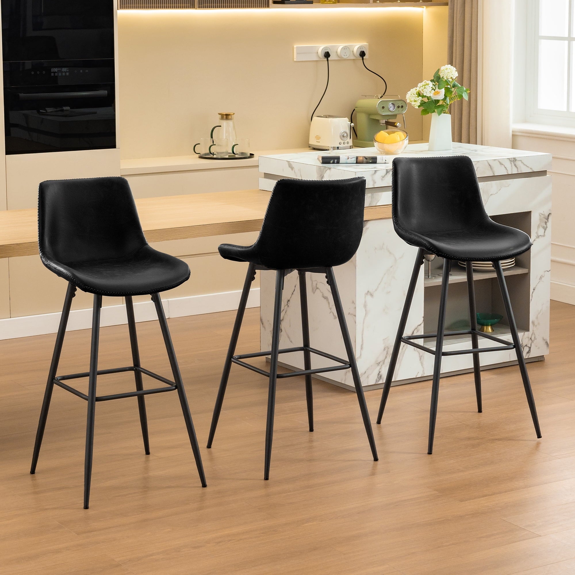 COOLHUT 28 Inch Dining Chairs Set of 2, Modern Kitchen & Dining Room Chairs, Upholstered Faux Leather Dining Chair, Armless Dinner Side Chairs with Sturdy Metal Legs