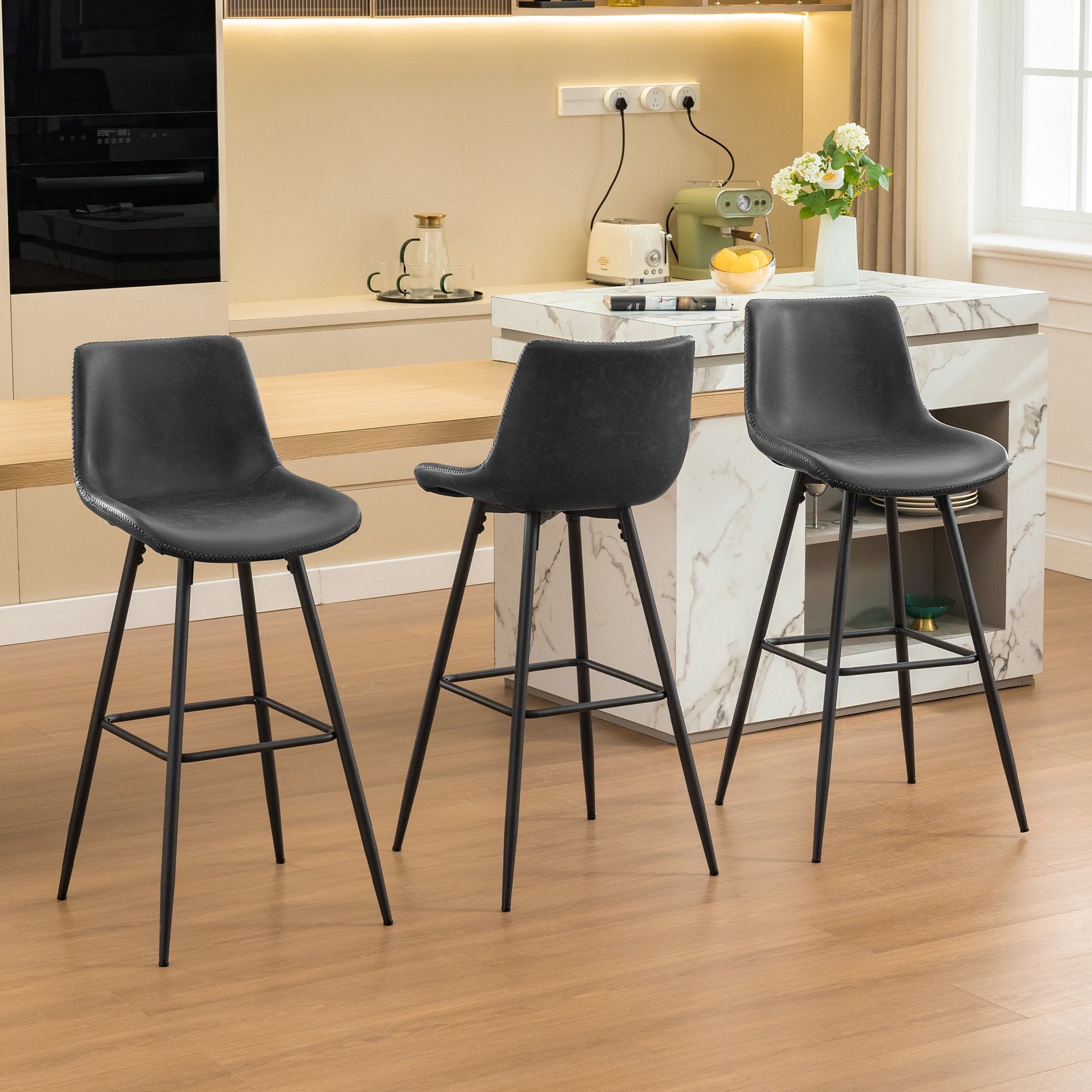 COOLHUT 28 Inch Dining Chairs Set of 2, Modern Kitchen & Dining Room Chairs, Upholstered Faux Leather Dining Chair, Armless Dinner Side Chairs with Sturdy Metal Legs