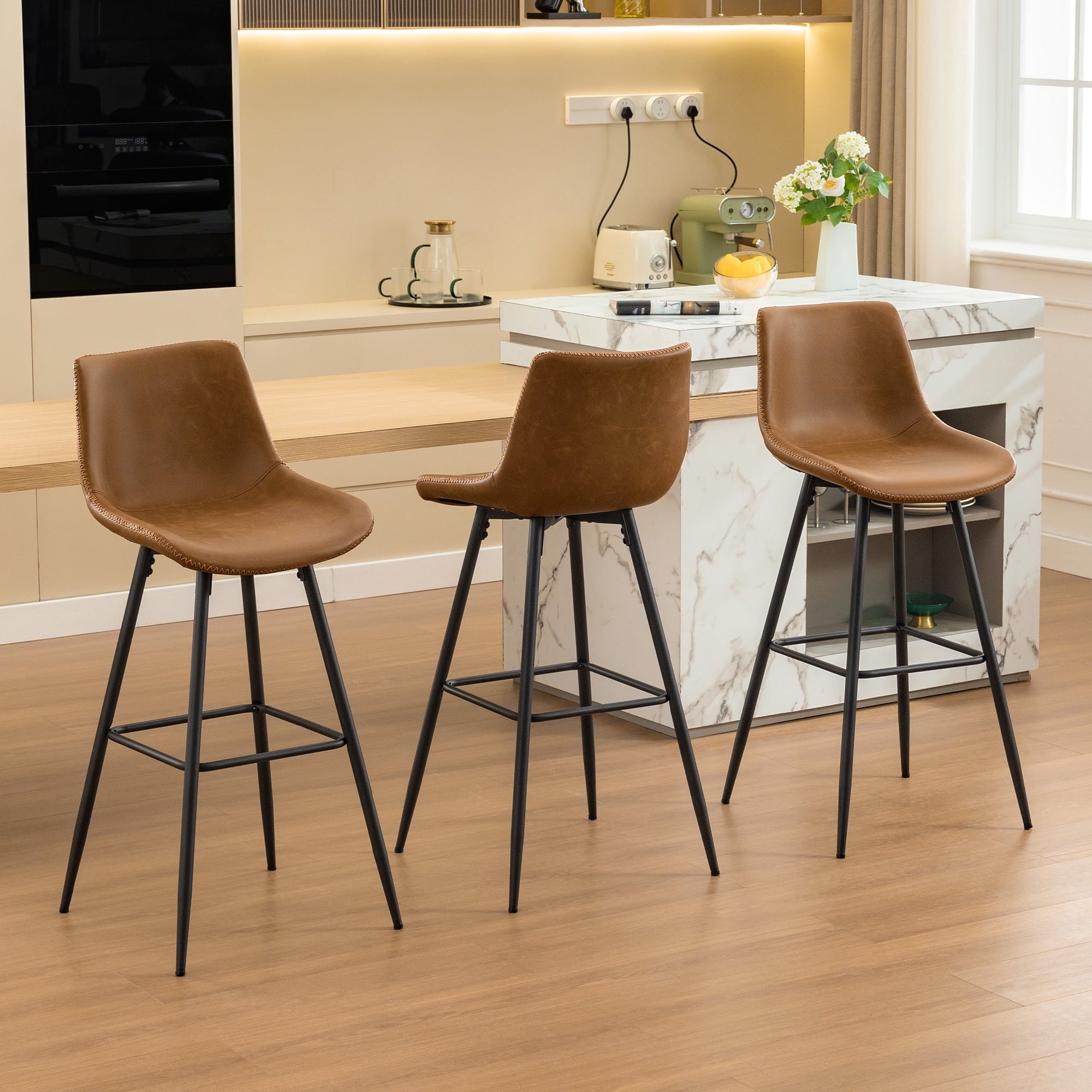 COOLHUT 28 Inch Dining Chairs Set of 2, Modern Kitchen & Dining Room Chairs, Upholstered Faux Leather Dining Chair, Armless Dinner Side Chairs with Sturdy Metal Legs