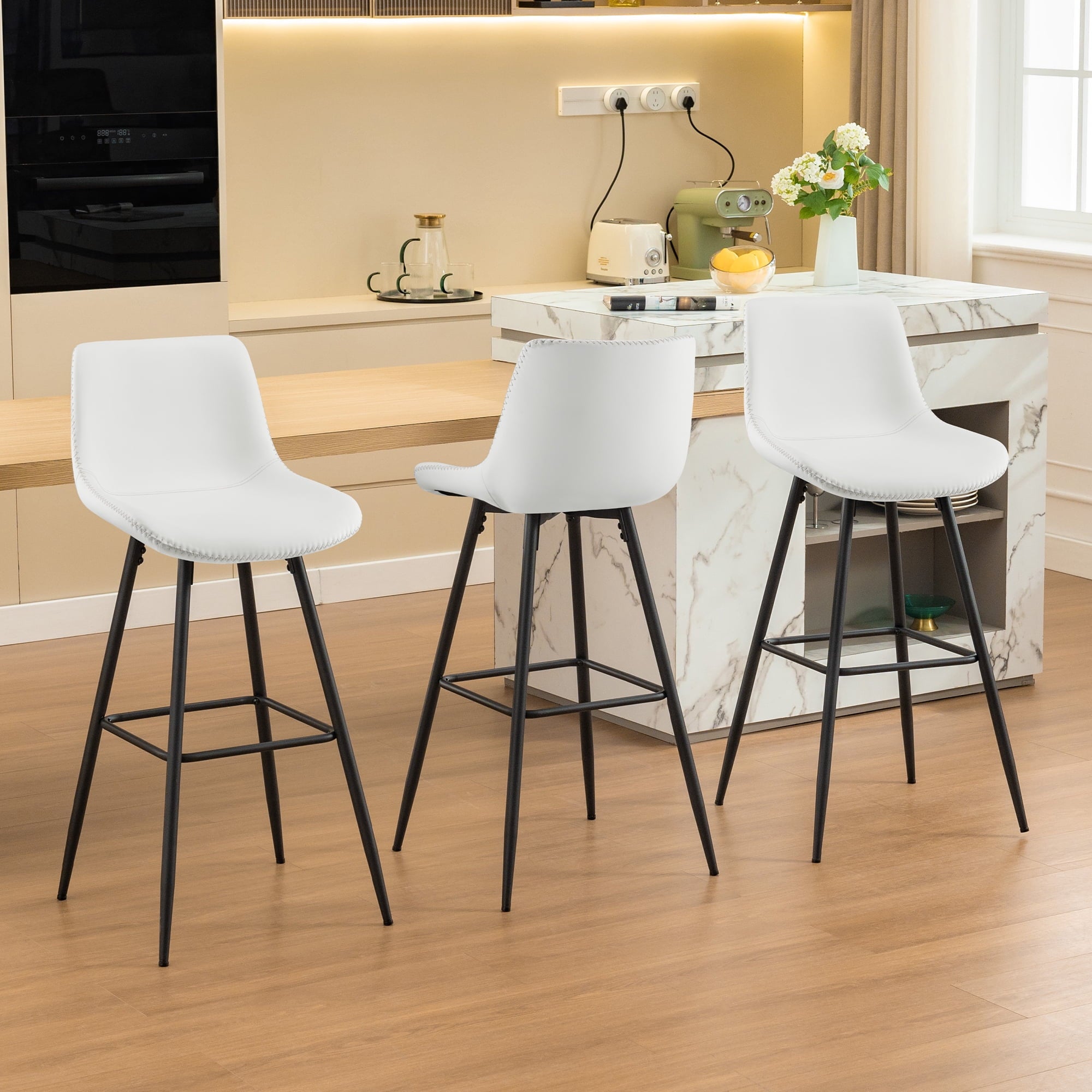 COOLHUT 28 Inch Dining Chairs Set of 2, Modern Kitchen & Dining Room Chairs, Upholstered Faux Leather Dining Chair, Armless Dinner Side Chairs with Sturdy Metal Legs